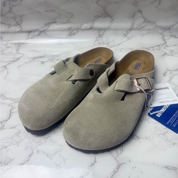 Birkenstock Shoes - New Birkenstock Boston Taupe Suede Clogs EU Size 39